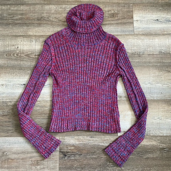 Free People Sweaters - Free People Marled Knit Turtle Neck Scalloped Hem